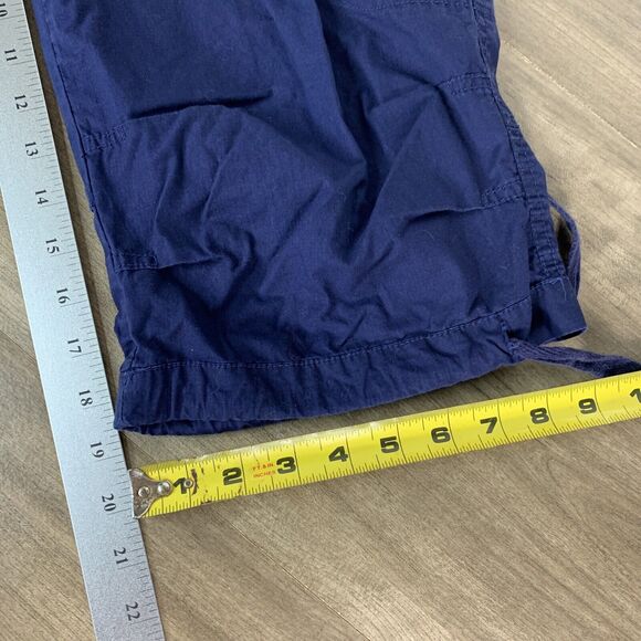 Norma Kamali Navy Wide Leg Cargo Cropped Pants Capri Size 4 Cotton W32 x L19 - Picture 5 of 8